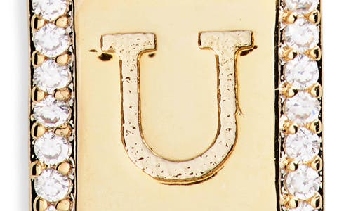Leith Initial Pendant Necklace In U- Clear- Gold