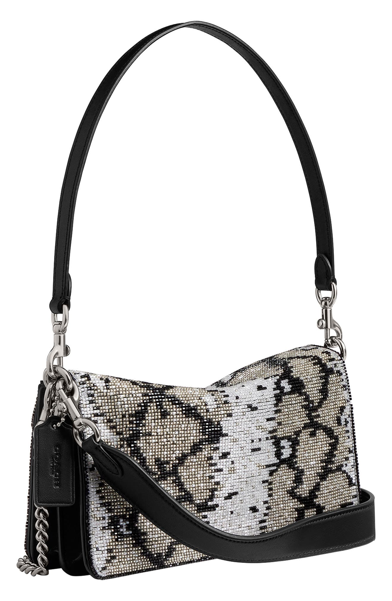 COACH Tabby 26 Snake Beaded Shoulder Bag, Alternate, color, Black