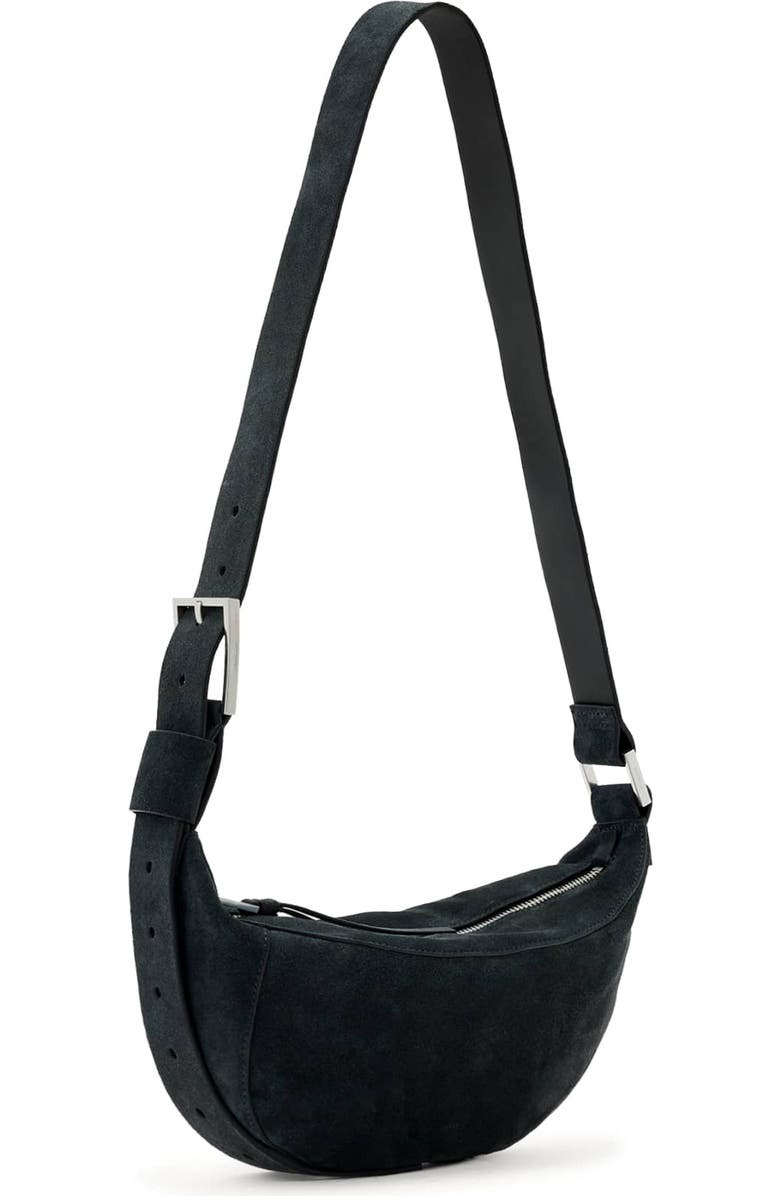 AllSaints Luna Suede Crossbody Bag, Alternate, color, Ink Blue