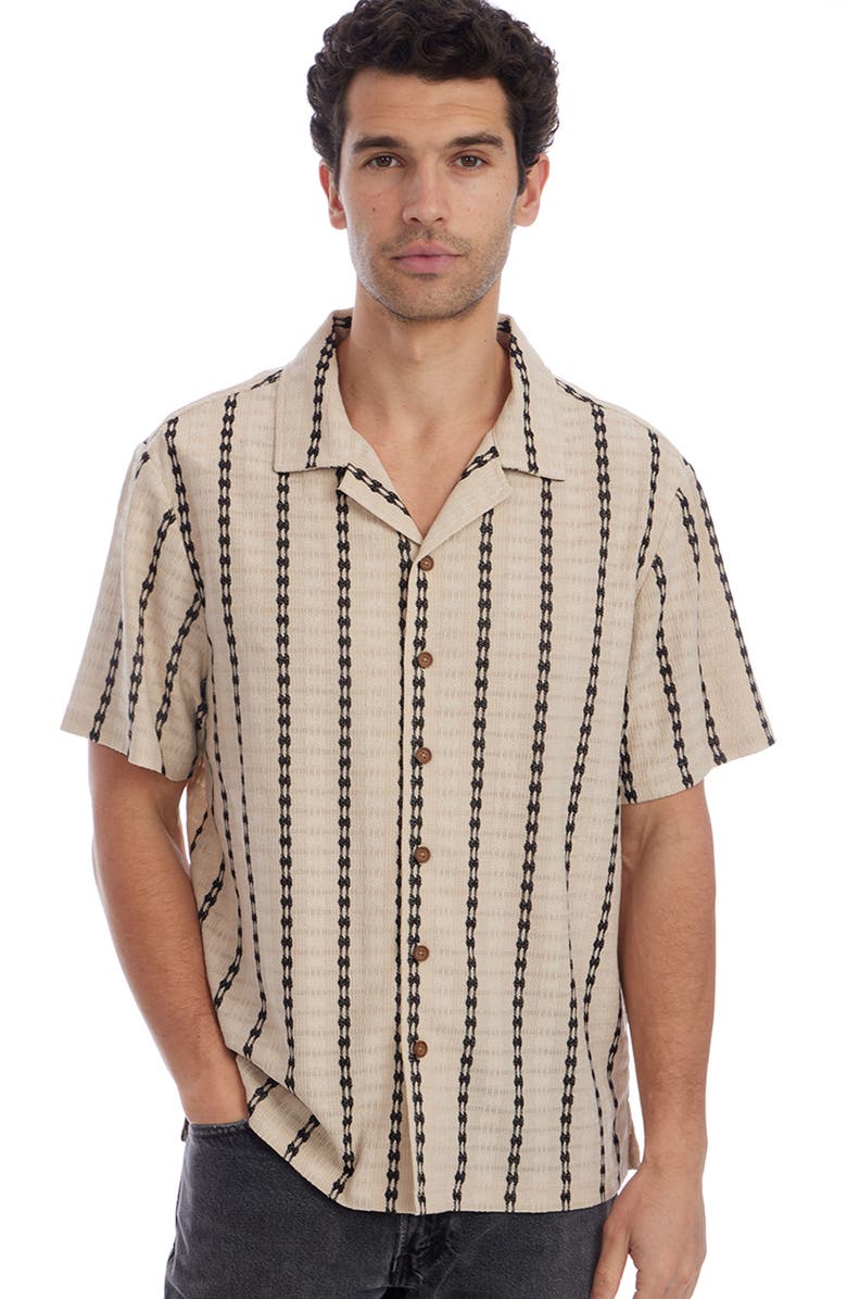 PX Chain Stitch Camp Shirt, Alternate, color, Almond Milk