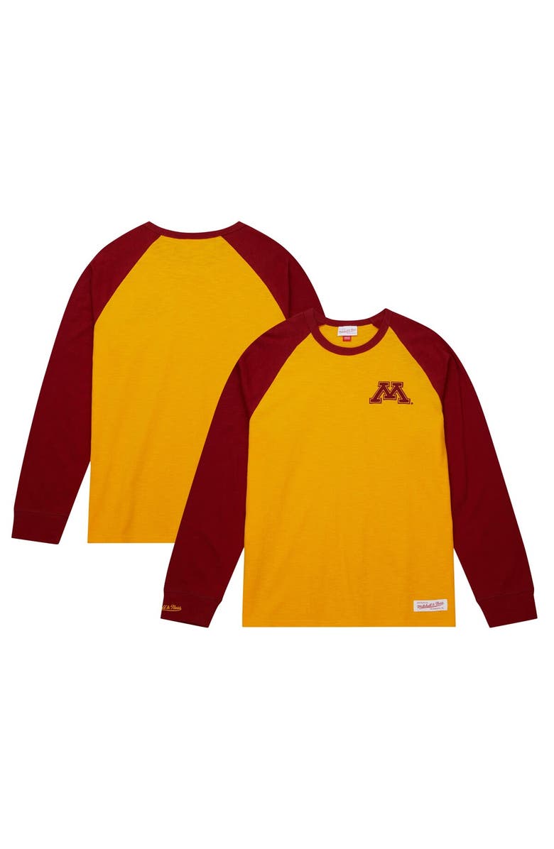 Mitchell & Ness Men's Mitchell & Ness Gold Minnesota Golden Gophers Legendary Slub Raglan Long Sleeve T-Shirt, Main, color, Gold