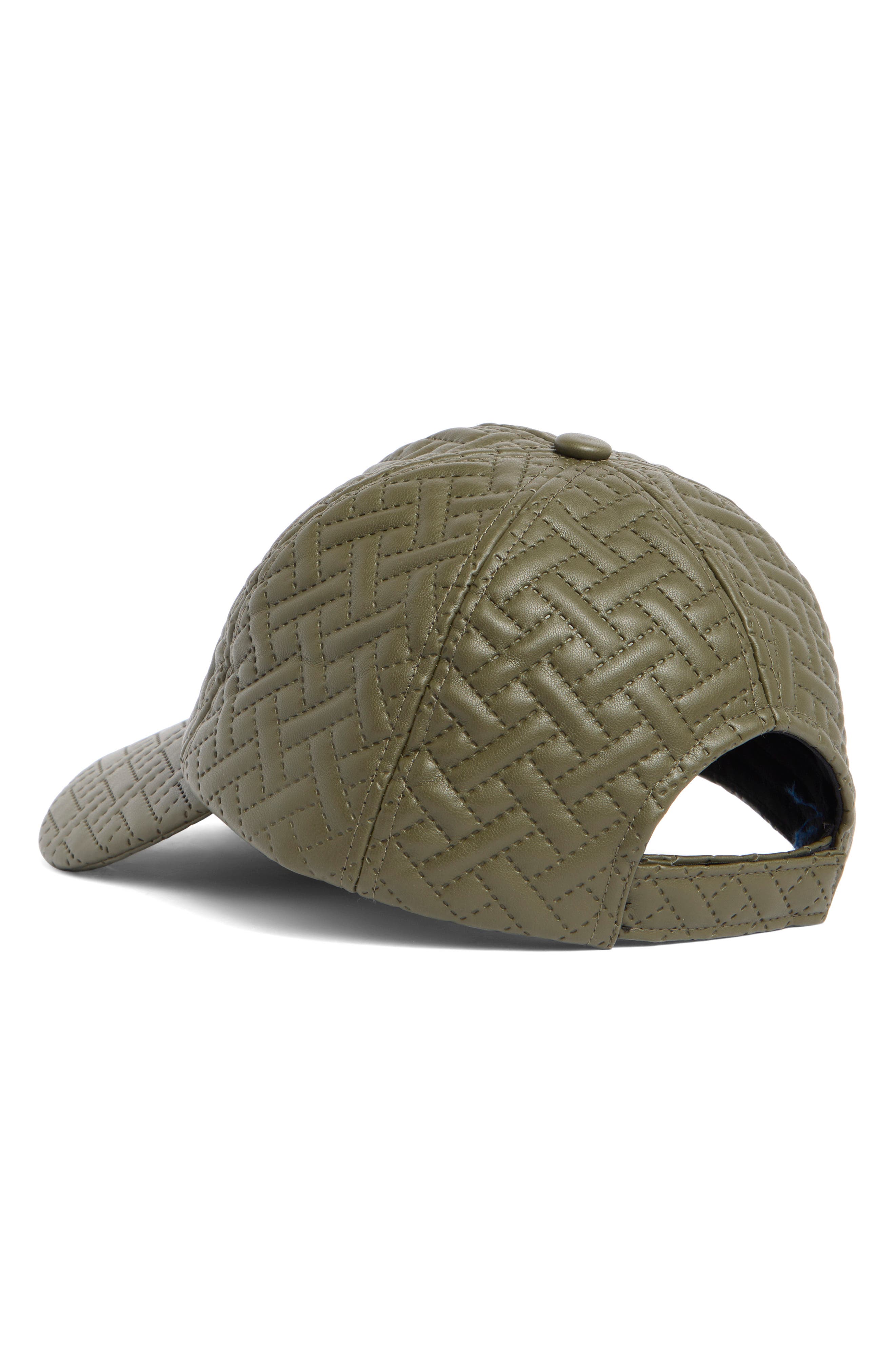BCBG Max Azria Diamond Quilt Faux Leather Baseball Cap (Women ...