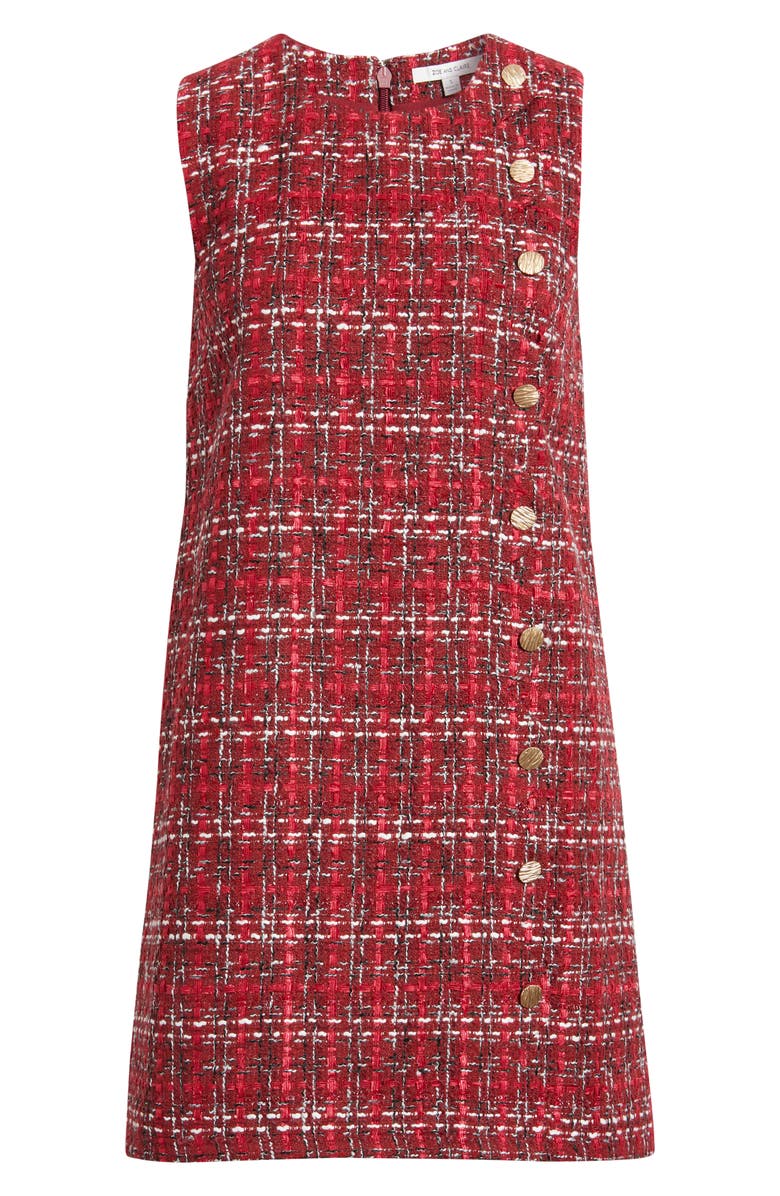 ZOE AND CLAIRE Scalloped Sleeveless Tweed Shift Dress, Alternate, color, Red