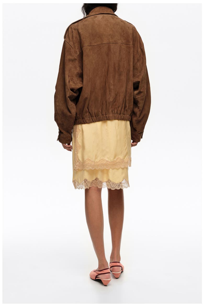 Double-Front Suede Jacket, Alternate, color, DARK OLIVE