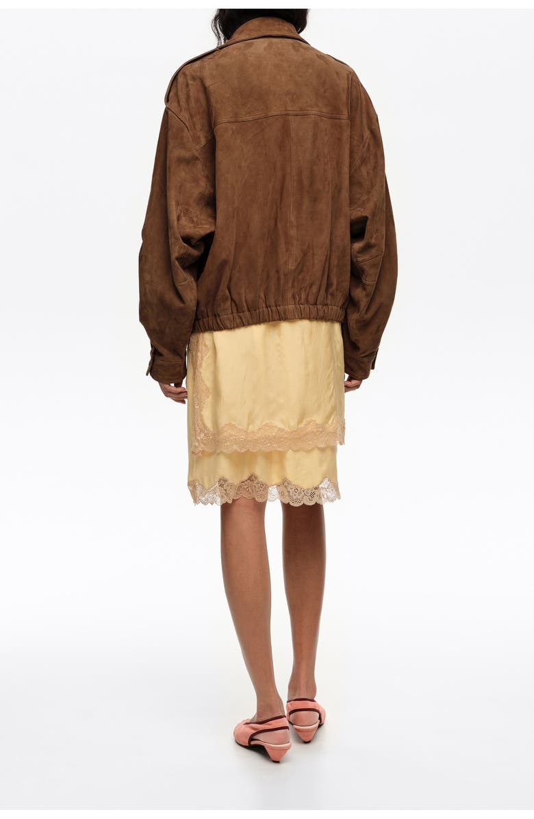 Bimba y Lola Double-Front Suede Jacket, Alternate, color, Dark Olive