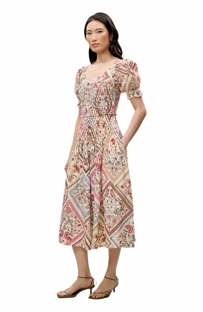 Rebecca Taylor Anya Ramie Dress, Alternate, color, Montage Floral Ivory Combo