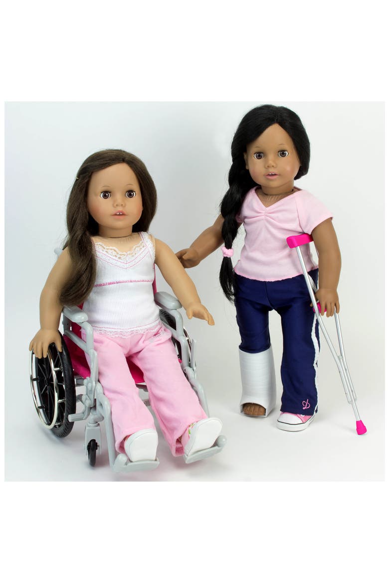 Sophia's Doll Wheelchair & Crutch Set, Alternate, color, HOT PINK/ SILVER