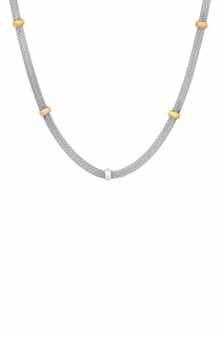 STEELTIME HMY JEWELRY Tri-Tone Stainless Steel Station Necklace