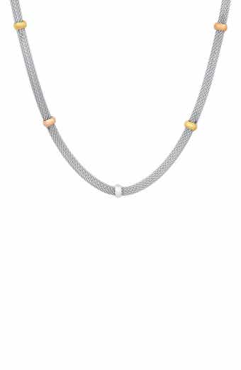 STEELTIME HMY JEWELRY Tri-Tone Stainless Steel Station Necklace
