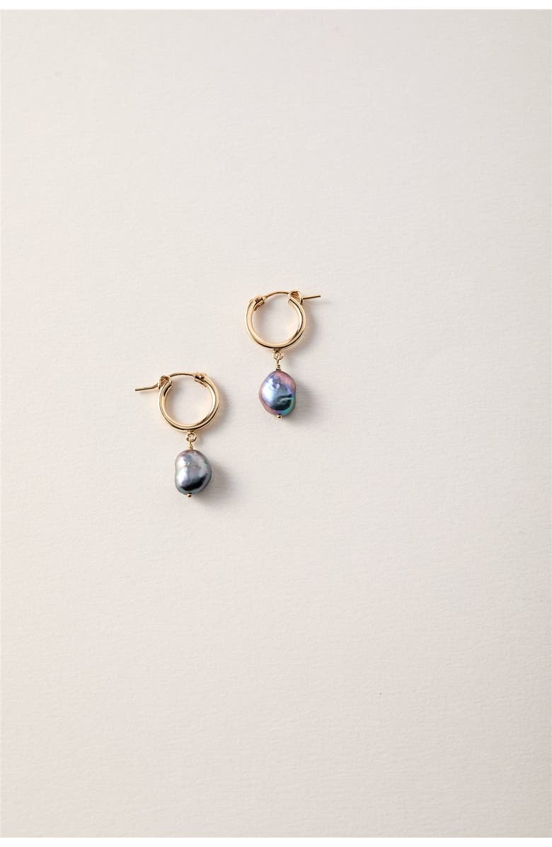 Set & Stones Adelle Pearl Hoop Earrings, Alternate, color, Gold / Peacock