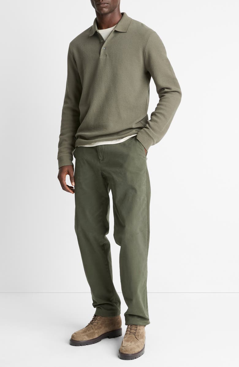 Vince Long Sleeve Basketweave Polo, Alternate, color, Sycamore