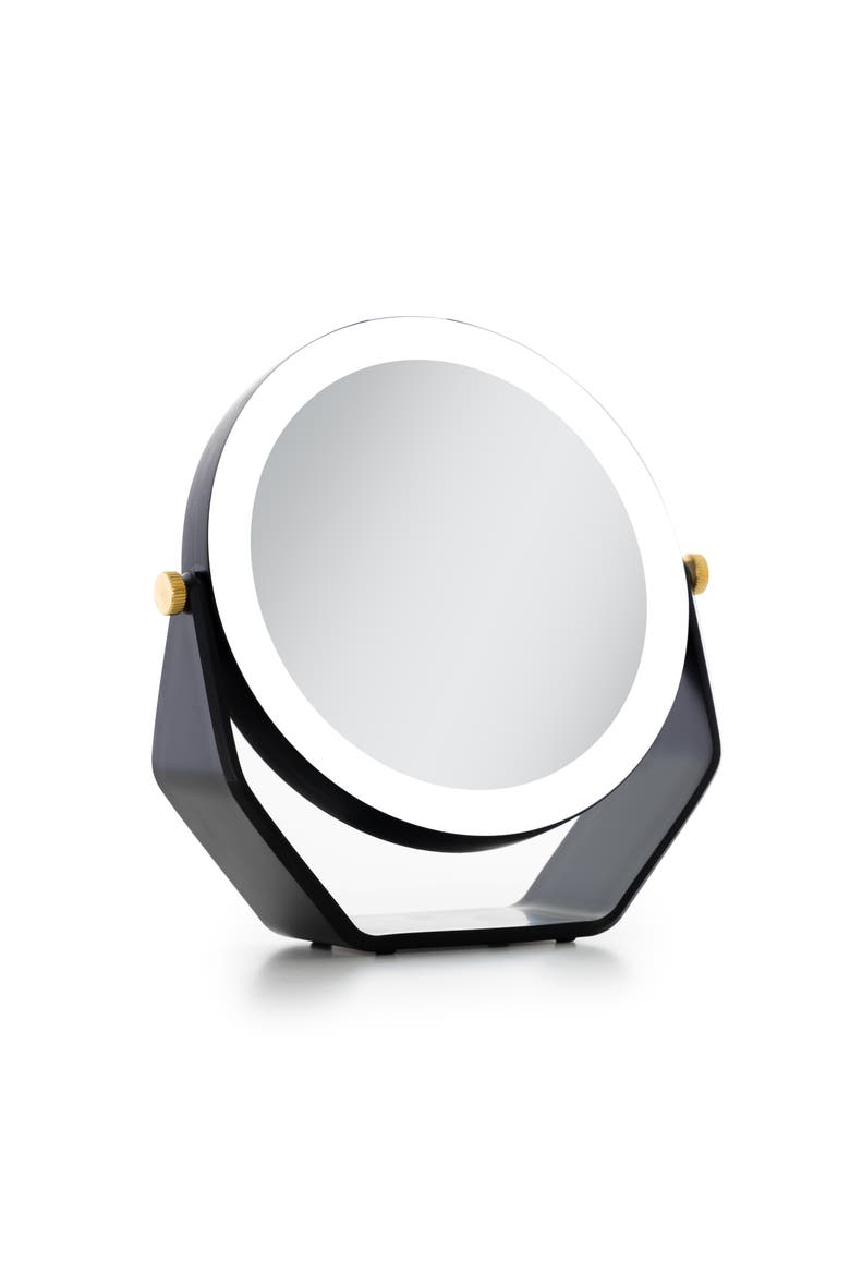 Lighted Makeup Mirror with 5X/1X Magnifications, Swivel & Battery, Alternate, color, Black