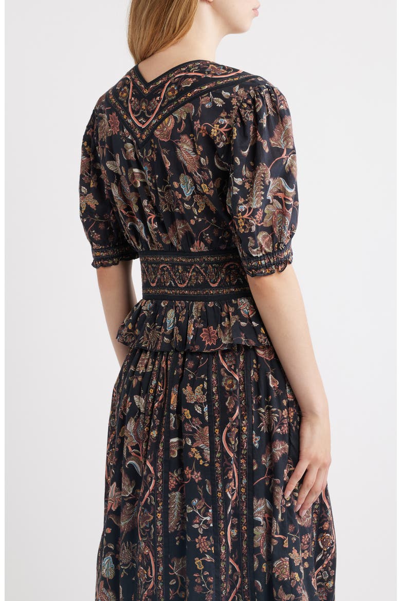 Melissa Organic Cotton Peplum Top, Alternate, color, BOIS PRINT