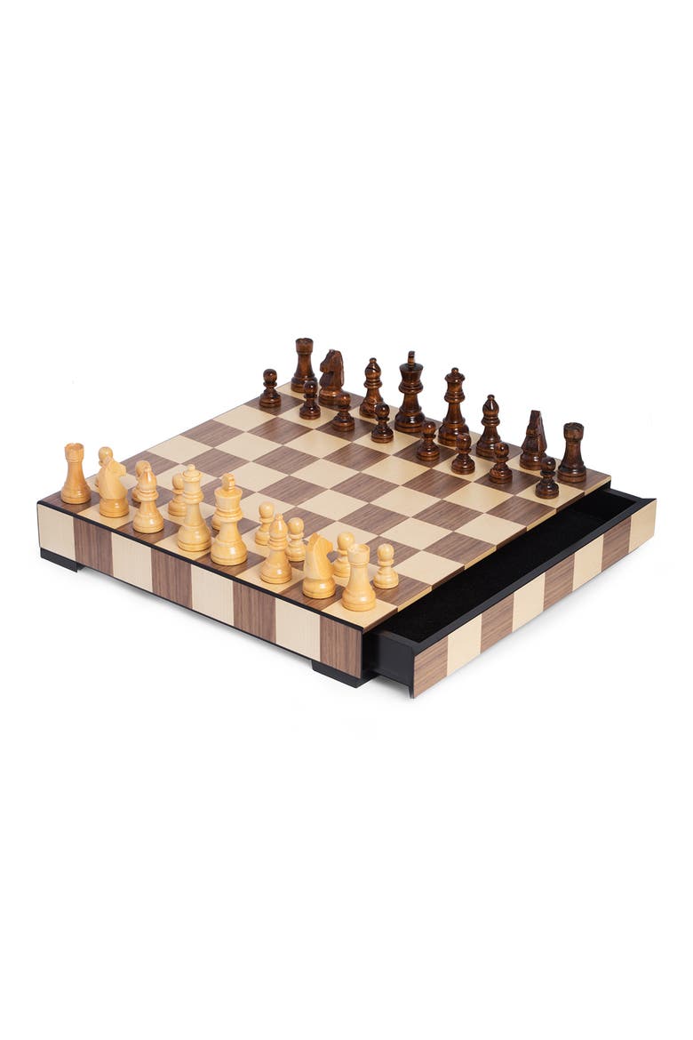 Chess & Checkers Set, Alternate, color, BLACK/TAN/BROWN