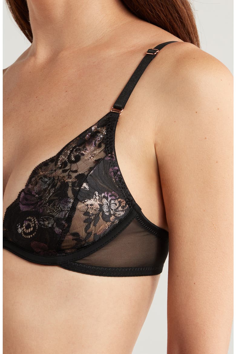 Lace Underwire Bra, G-String & Garter Belt Set, Alternate, color, BLACK