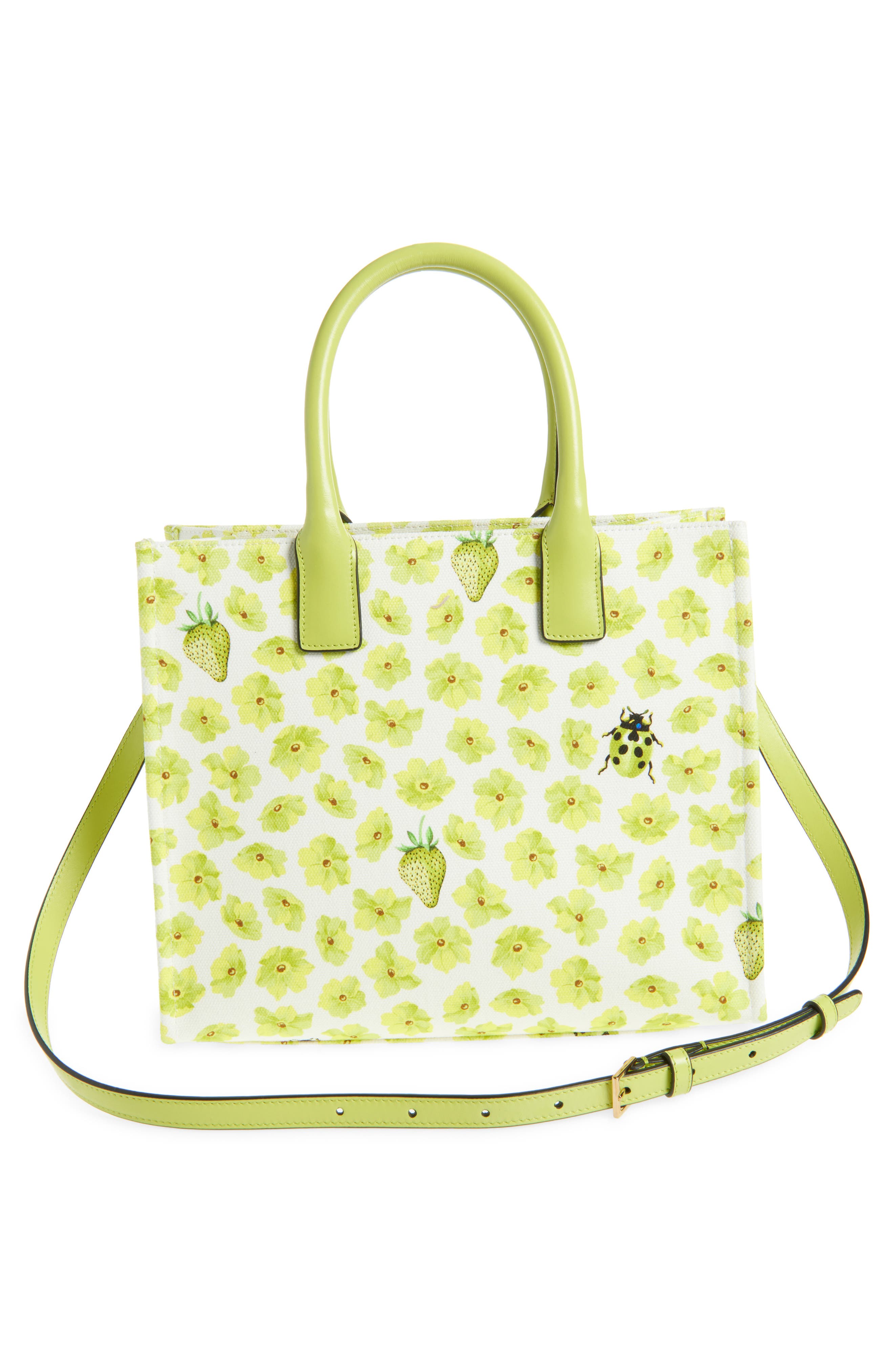 Versace Small Strawberry Canvas Medusa Tote, Alternate, color, 