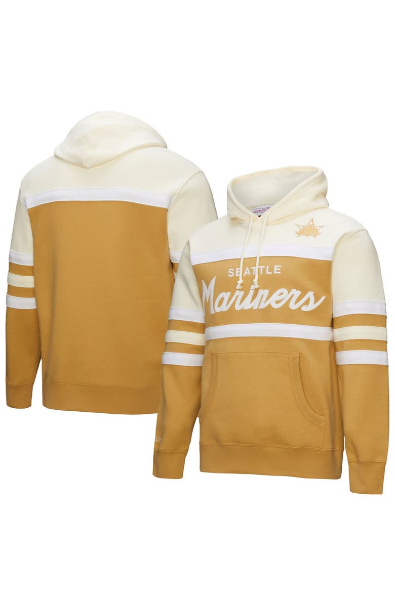 Mitchell & Ness Men's Mitchell & Ness Tan/Cream Seattle Mariners Head Coach Pullover Hoodie, Alternate, color, Tan
