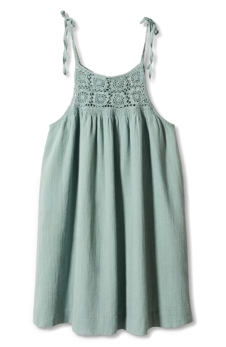 MANGO Crochet Yoke Tie Shoulder Babydoll Dress, Alternate, color,