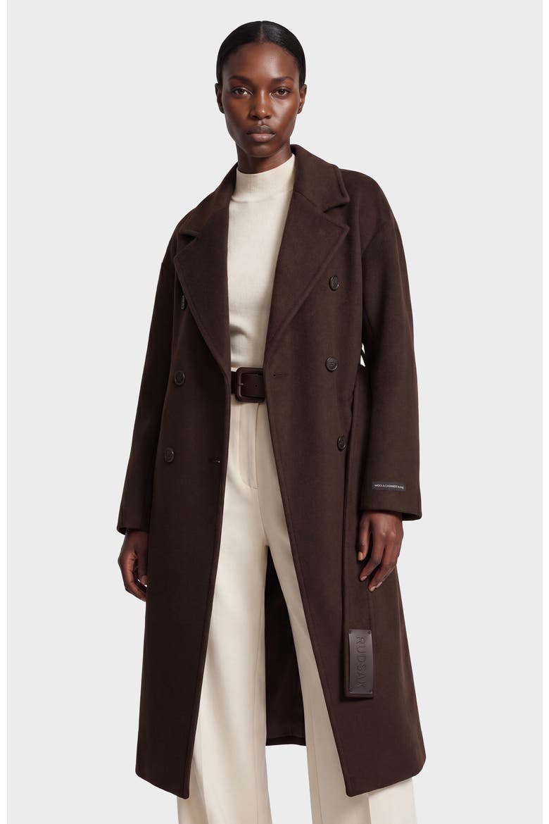 Kourt Wool Cashmere Blend Coat, Alternate, color, Espresso