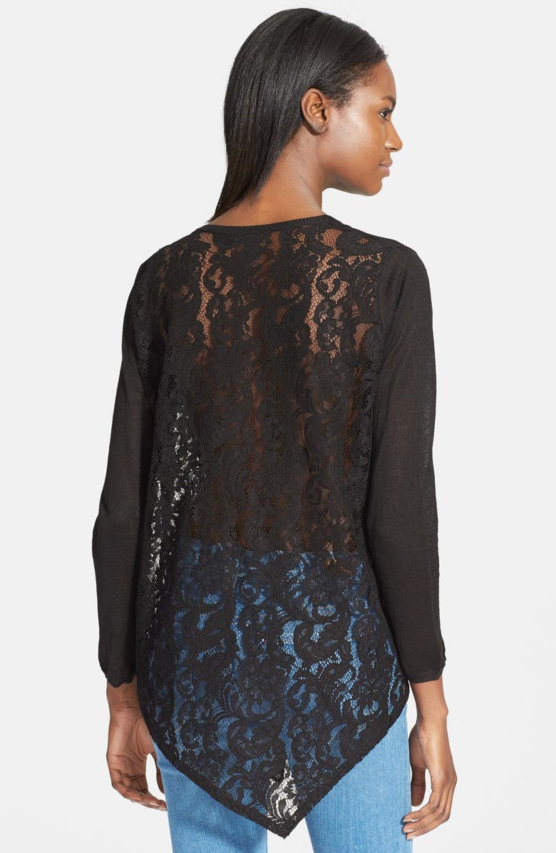 Joie 'Tambrel B' Lace Back Asymmetrical Hem Sweater, Alternate, color, Caviar
