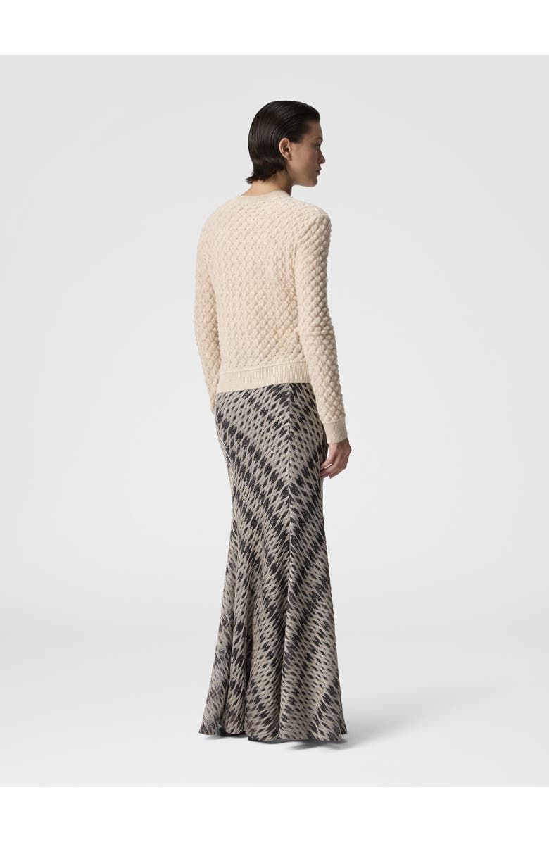 Missoni Cashmere Crewneck Sweater With Lace Pattern, Alternate, color, Beige