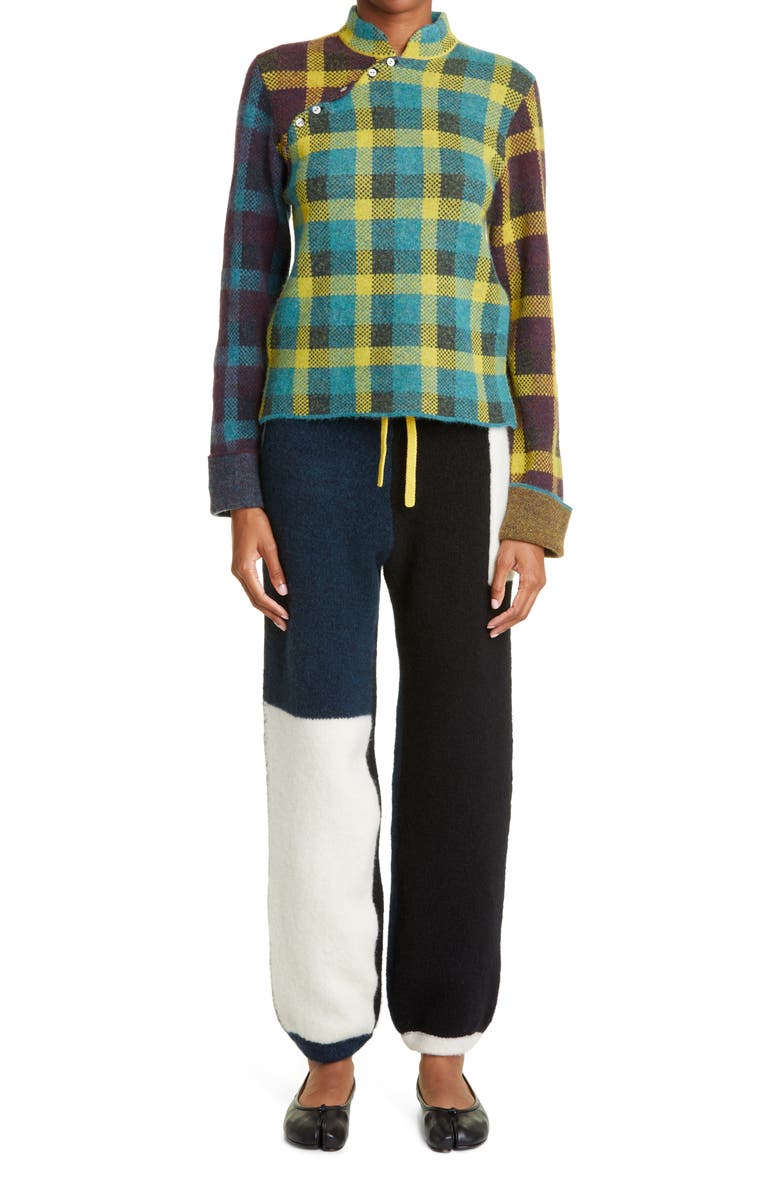 YanYan Bao Plaid Wool & Cotton Blend Sweater, Alternate, color,