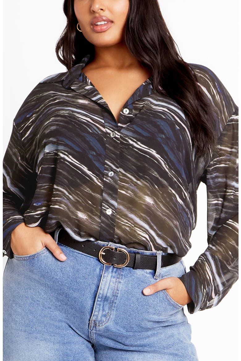Sally Sheer Button-Up Shirt, Main, color, MARBLE