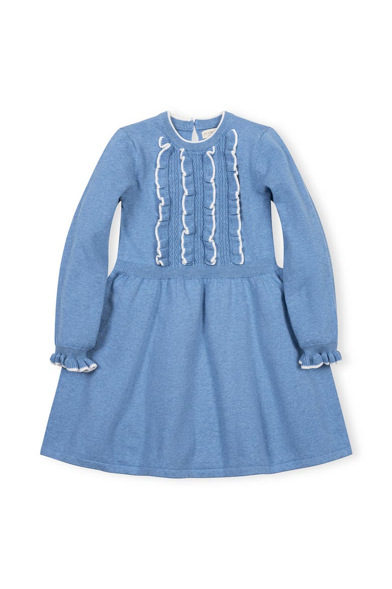 Kids' Organic Ruffle Bodice Sweater Dress, Main, color, Medium Blue Heather