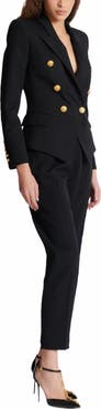 Balmain Grain De Poudre 6-Button Fitted Jacket