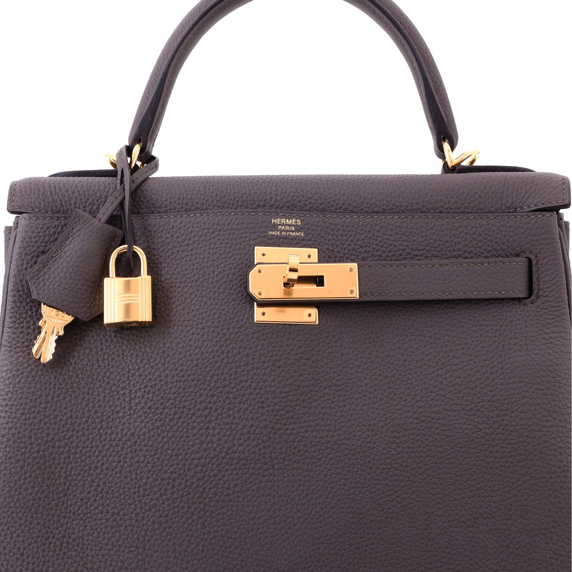 Pre-Owned Hermes Kelly Handbag Grey Togo with Gold Hardware 28, Alternate, color, 