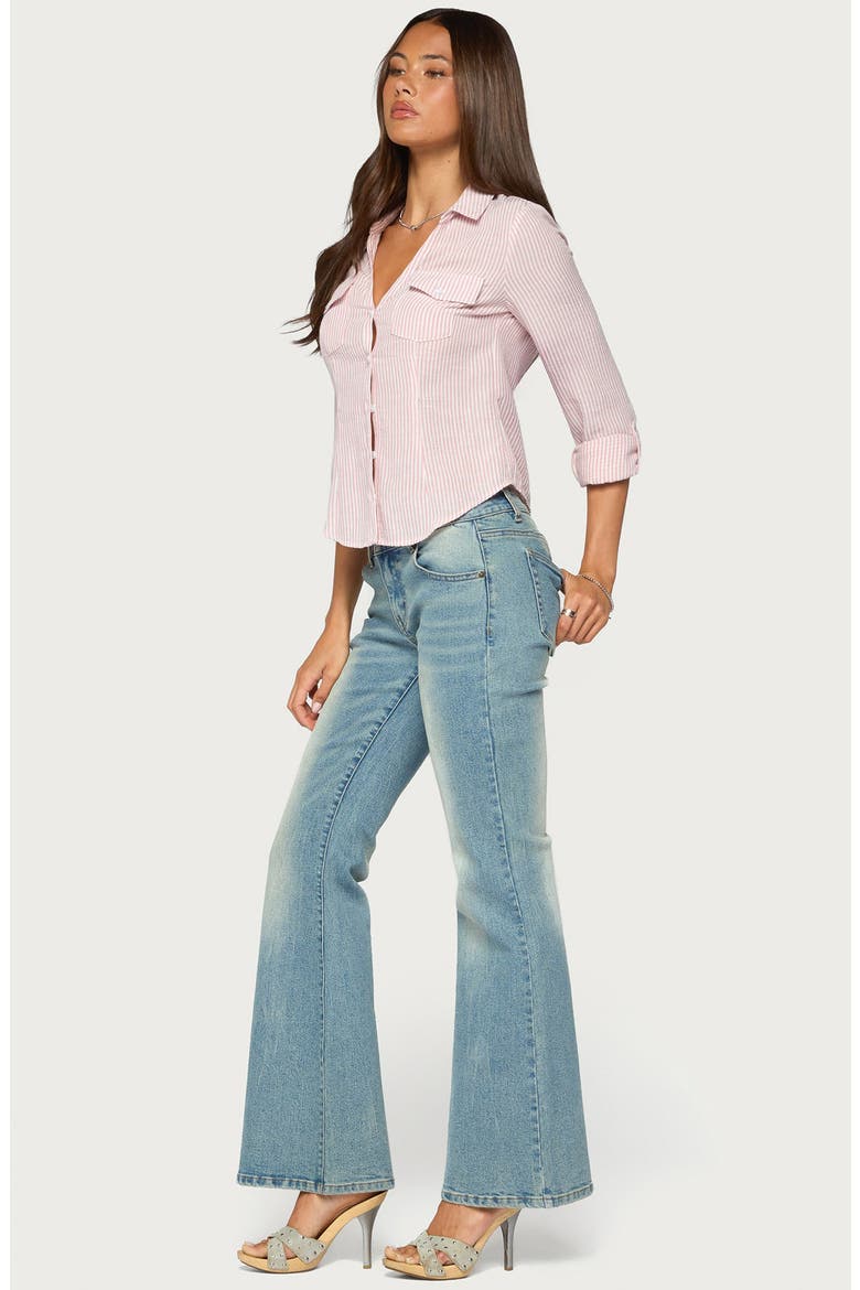 Phobe Striped Button Up Shirt, Alternate, color, LIGHT-PINK-AND-WHITE