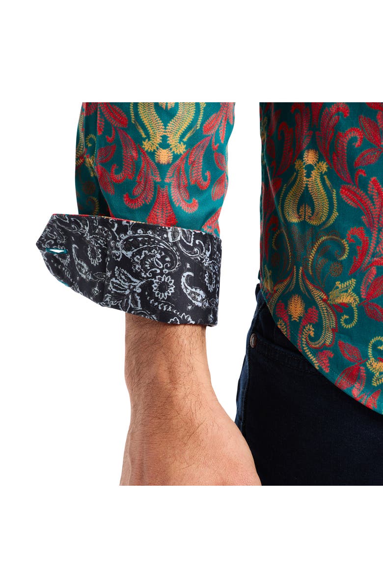 Robert Graham Valor Long Sleeve Button-Up Shirt, Alternate, color, Teal/ Multi