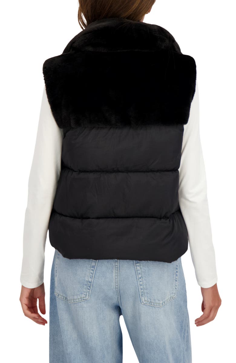 Sebby Water Resistant Mixed Media Puffer Vest, Alternate, color, Black
