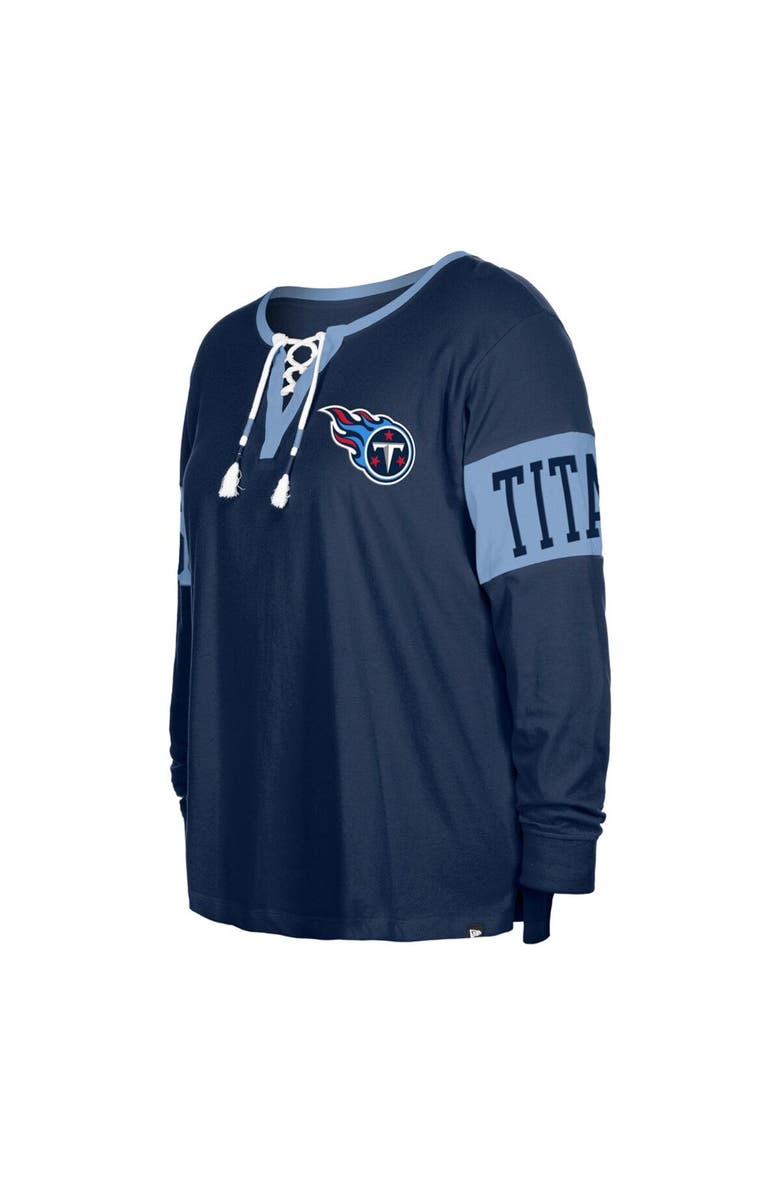 New Era Women's New Era Navy Tennessee Titans Plus Size Lace-Up Notch Neck Long Sleeve T-Shirt, Alternate, color, Navy