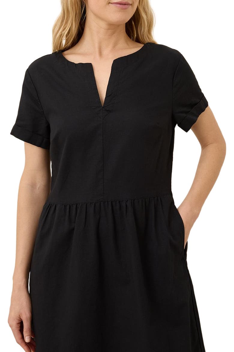 Canopy Linen Notch Neck Dress Made with Organic Cotton, Alternate, color, Black