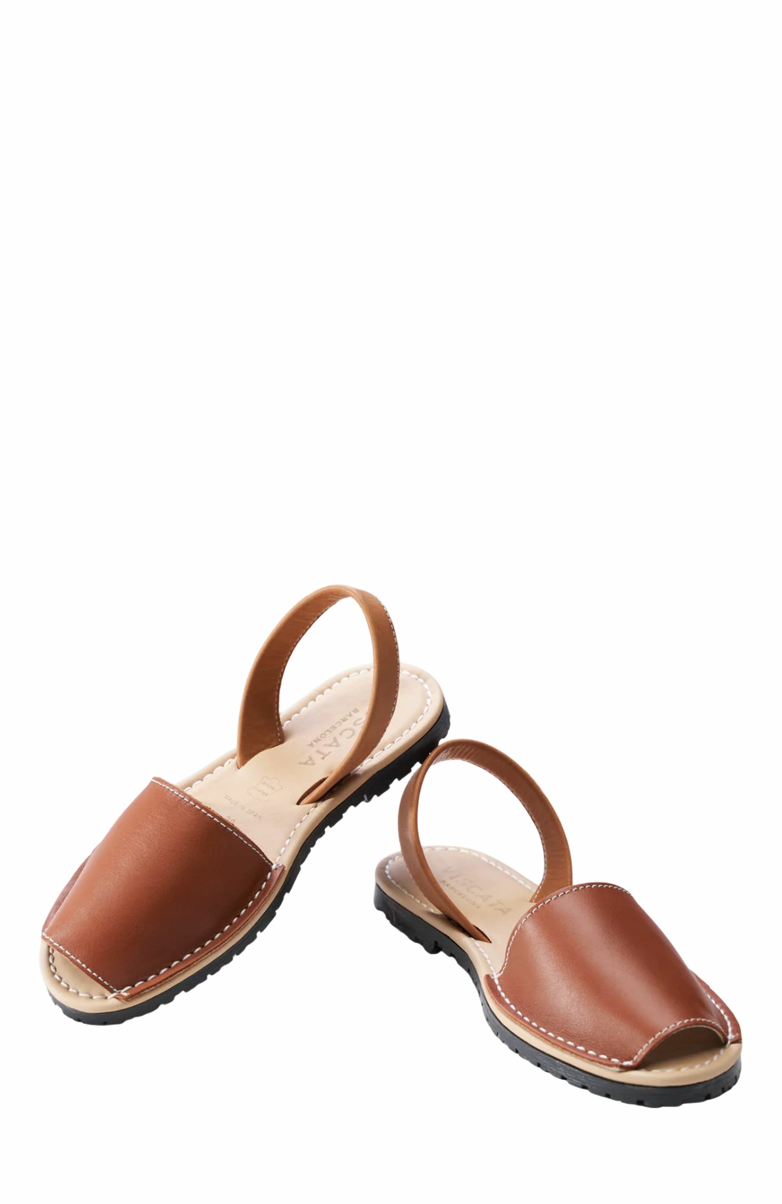 VISCATA Menorquina Leather Avarca Sandals, Alternate, color, Sahara