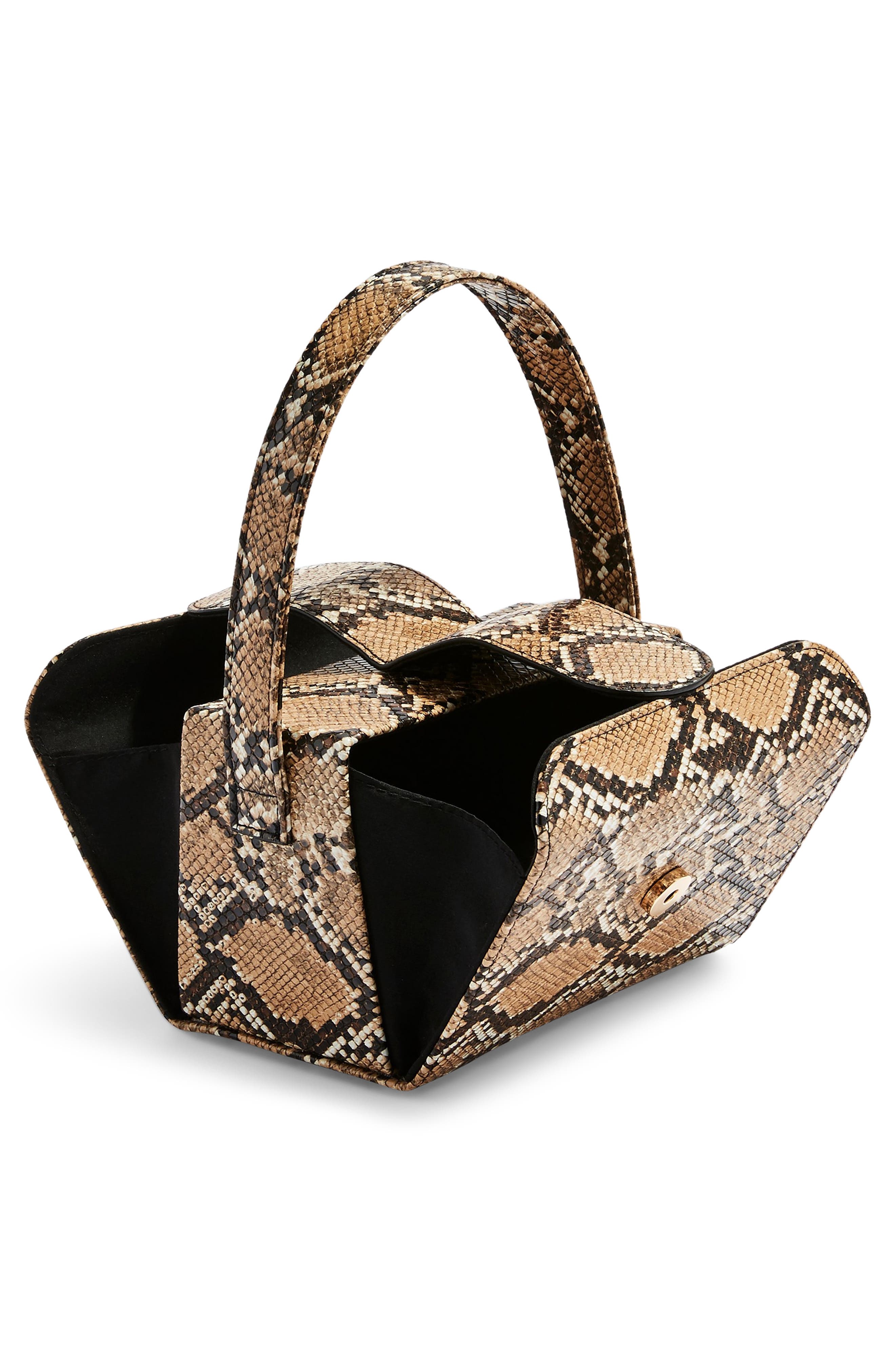 Snake Embossed Faux Leather Handbag, Alternate, color, NUDE MULTI