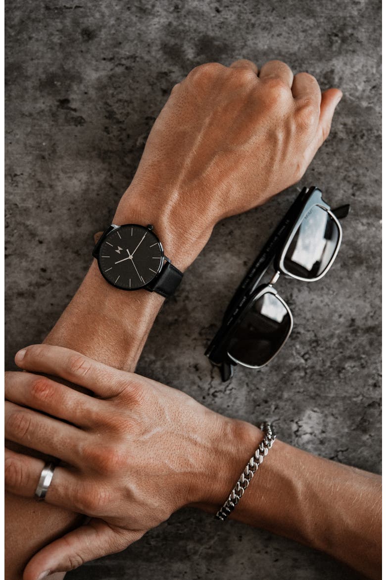 Legacy Leather Strap Watch, 42mm, Alternate, color, BLACK