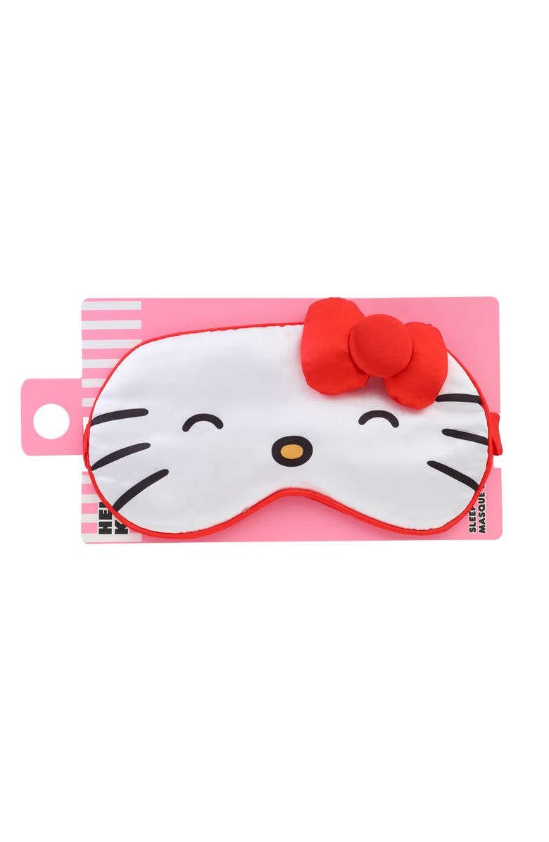 Hello Kitty Sleep Mask Official License, Satin Eye Mask for Sleeping with 3D Bow, Sanrio Gifts, Alternate, color, White, Red