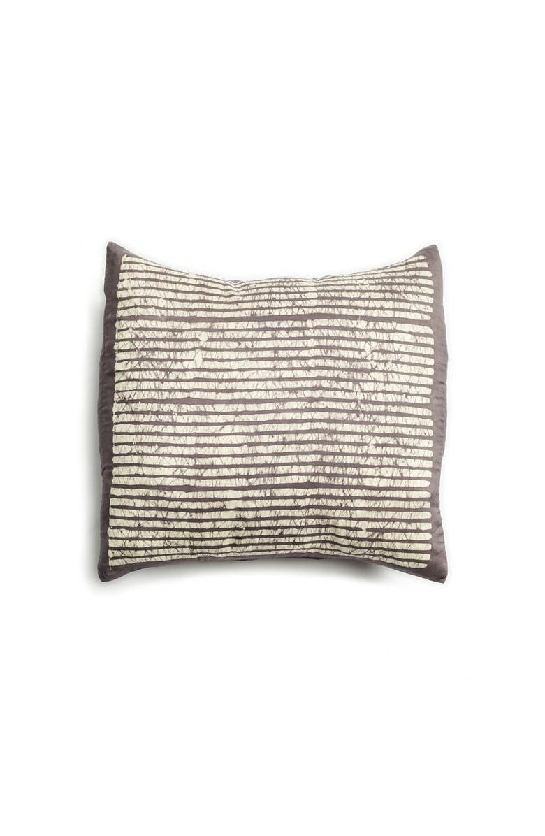 Studio Variously Maple Black Hand Wax Block Printed Stripes Mulberry Silk Pillow - Cover + Insert, Main, color, Black/Maple