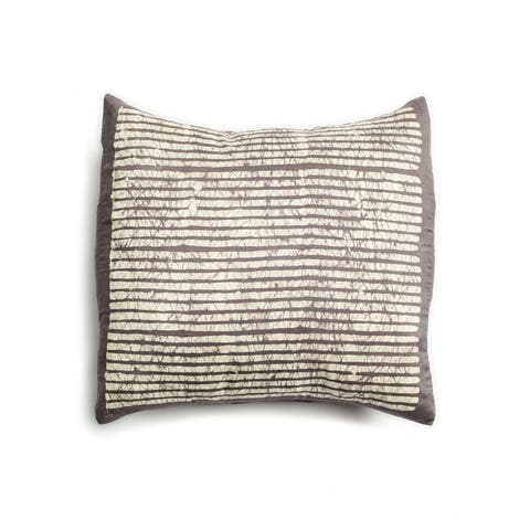 Maple Black Hand Wax Block Printed Stripes Mulberry Silk Pillow - Cover + Insert