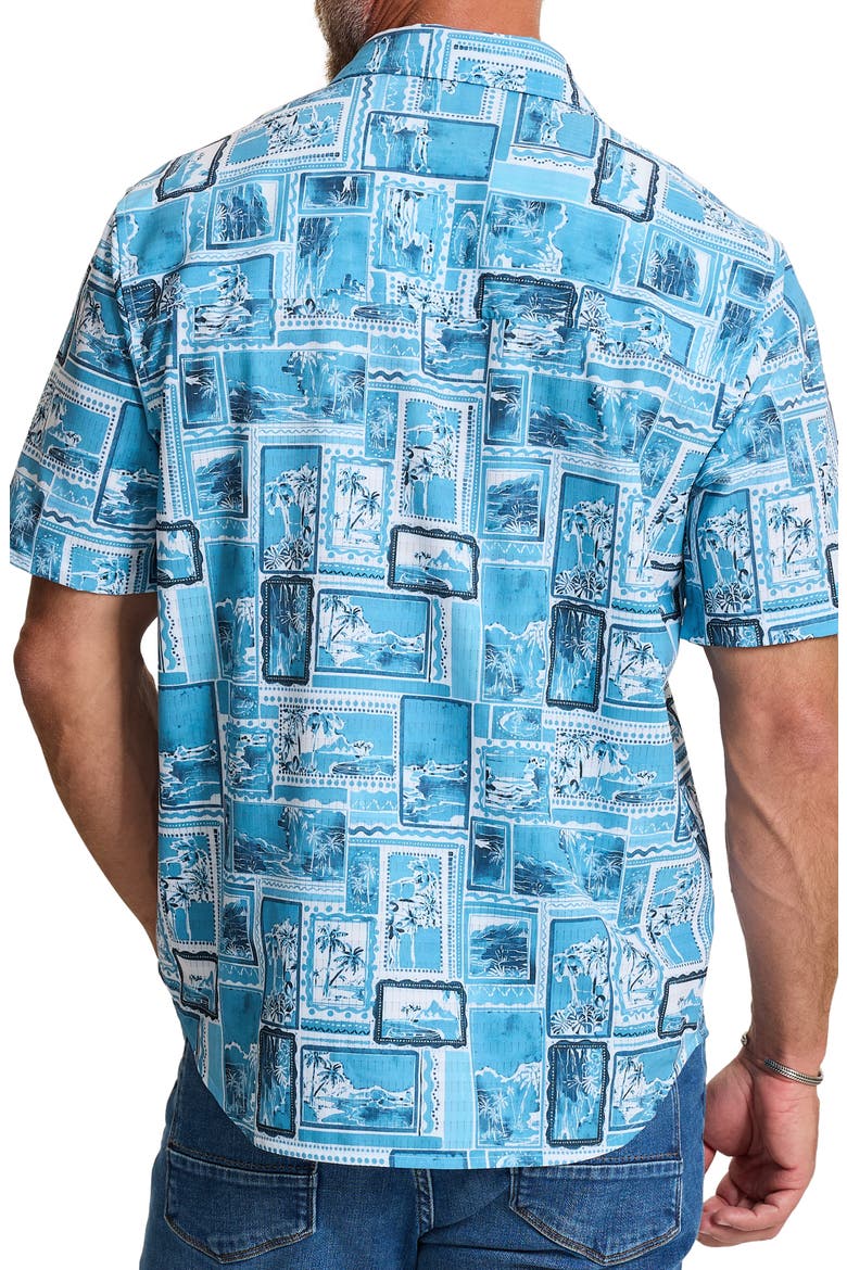 Bahama Coast Lagoon Vista Button Up Shirt, Alternate, color, INDIGO TIDE