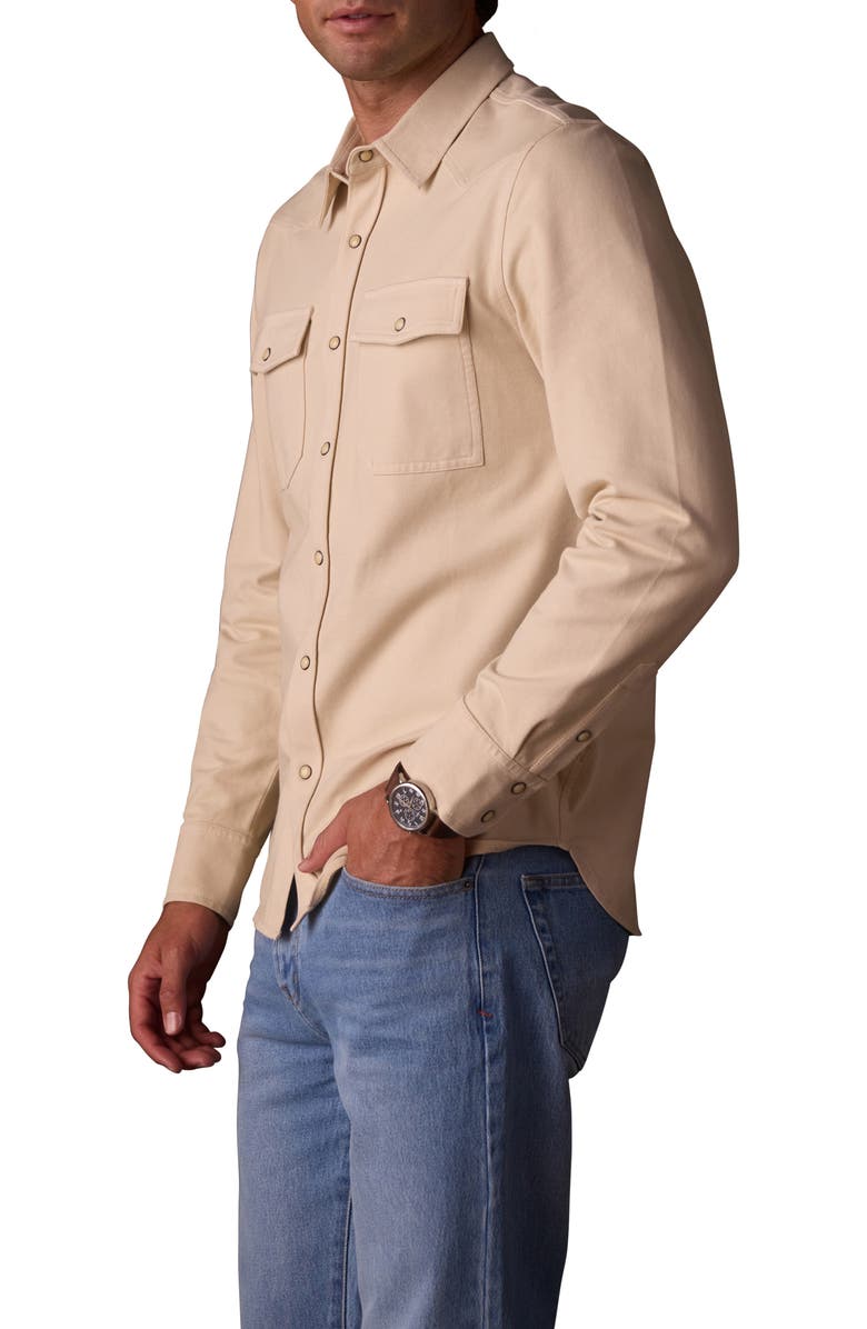 The Normal Brand Tentoma Cotton Stretch Twill Snap-Up Western Shirt, Alternate, color, Bone