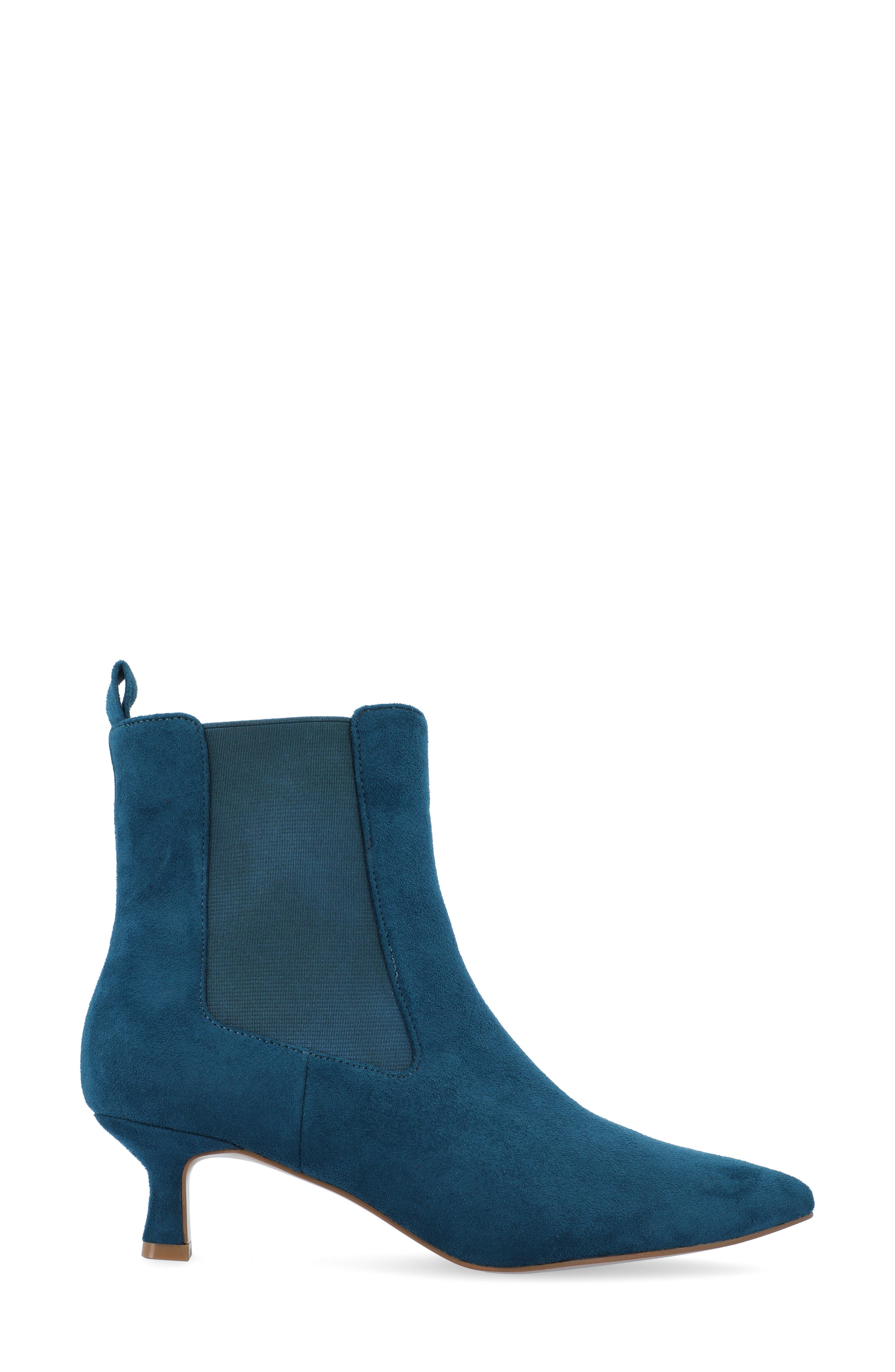Journee Collection Pointed-Toe Vegan Leather Bootie, Alternate, color, Blue