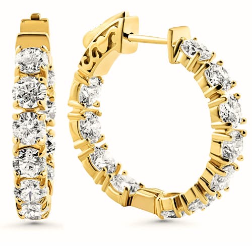 Bliss Diamond 4.40 Ct Tw Huge Diamond Inside Outside Hoops 14k Gold Lab Grown In 14k Yellow Gold