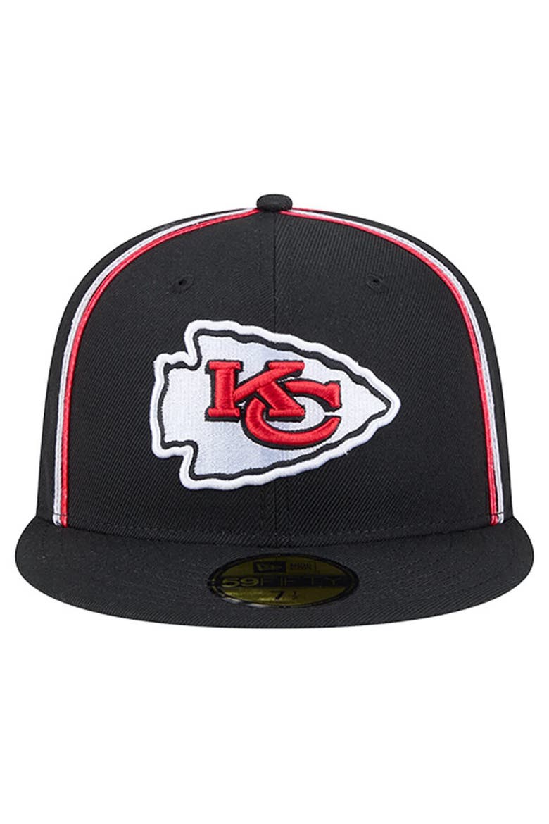 Men's New Era Black Kansas City Chiefs Soutache 59FIFTY Fitted Hat, Alternate, color, Black