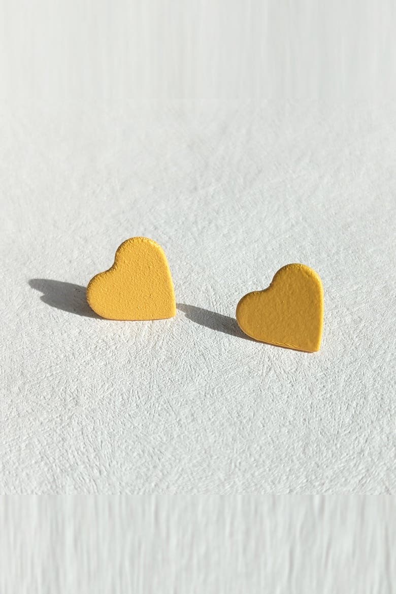 Heart Earrings, Main, color, Marigold