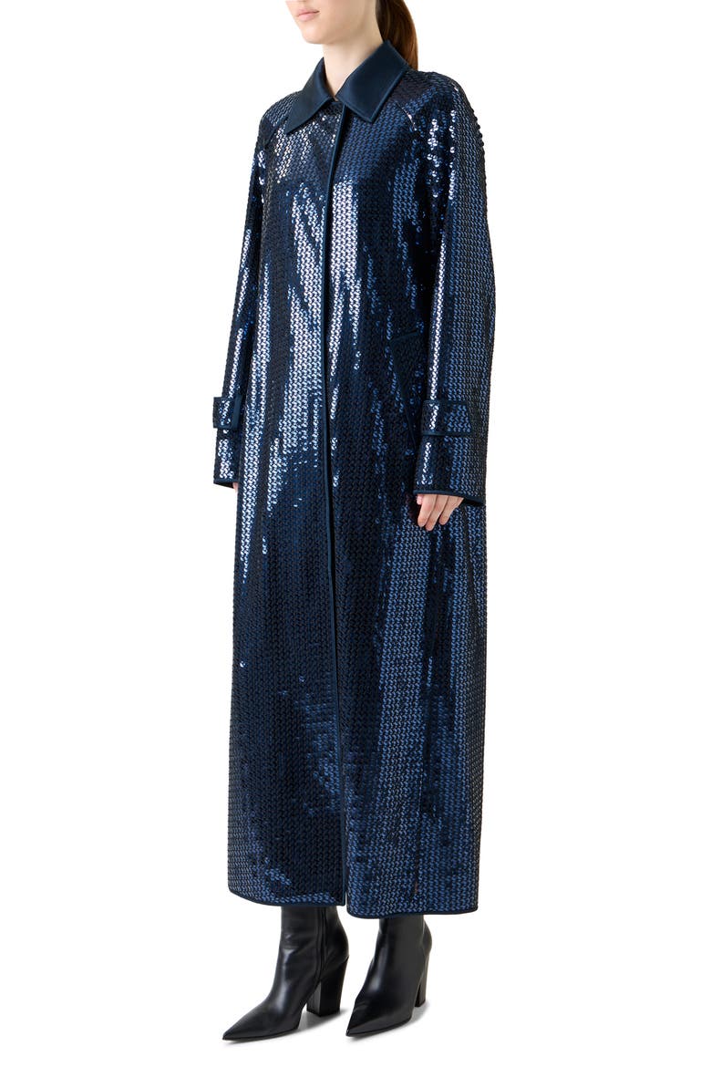 Estelle Sequin Long Coat, Alternate, color, NAVY