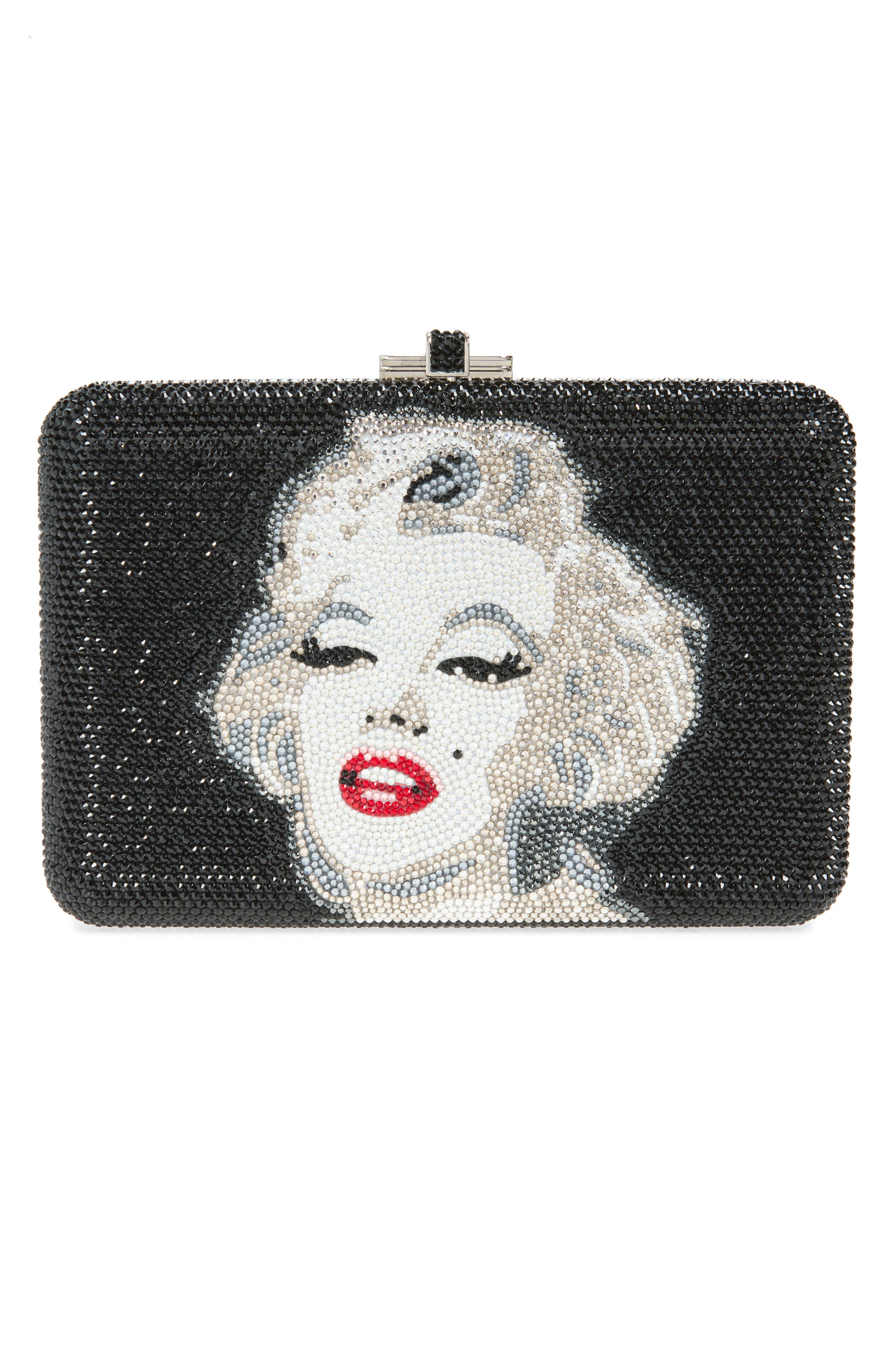 JUDITH LEIBER COUTURE Marilyn Slim Slide Clutch, Main, color, Silver Jet Multi