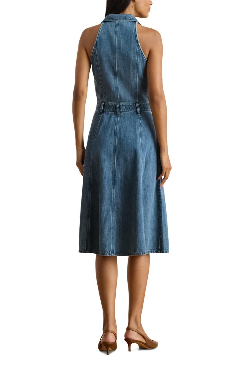 Lauren Ralph Lauren Caluna Denim Button Front Midi Dress, Alternate, color, Galvin Wash